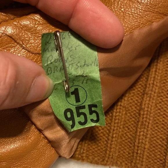 Twiggy leather wool leather jacket small cognac brown womens - Picture 8 of 12